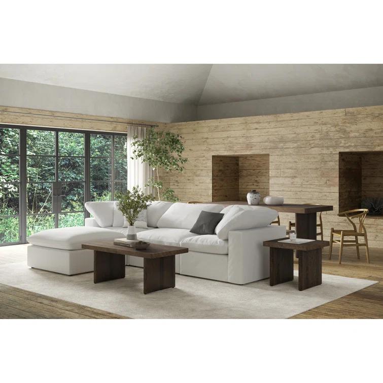 White Performance Fabric Transitional Ottoman