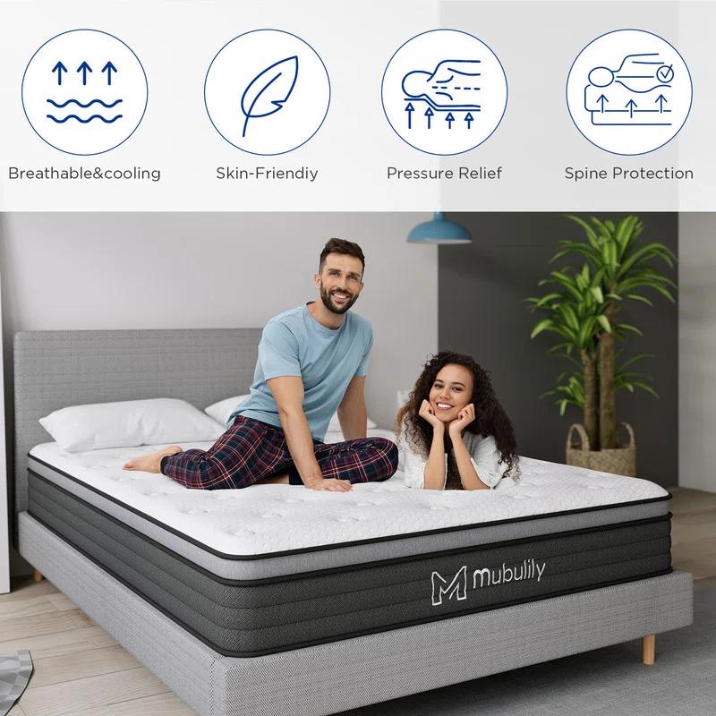 Mubulily 12'' Medium Gel Memory Foam Mattress