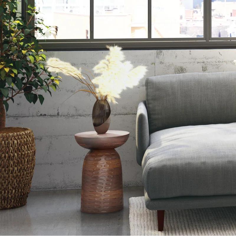 Simpli Home Boyd Solid Mango Wood Pedestal Accent End Table