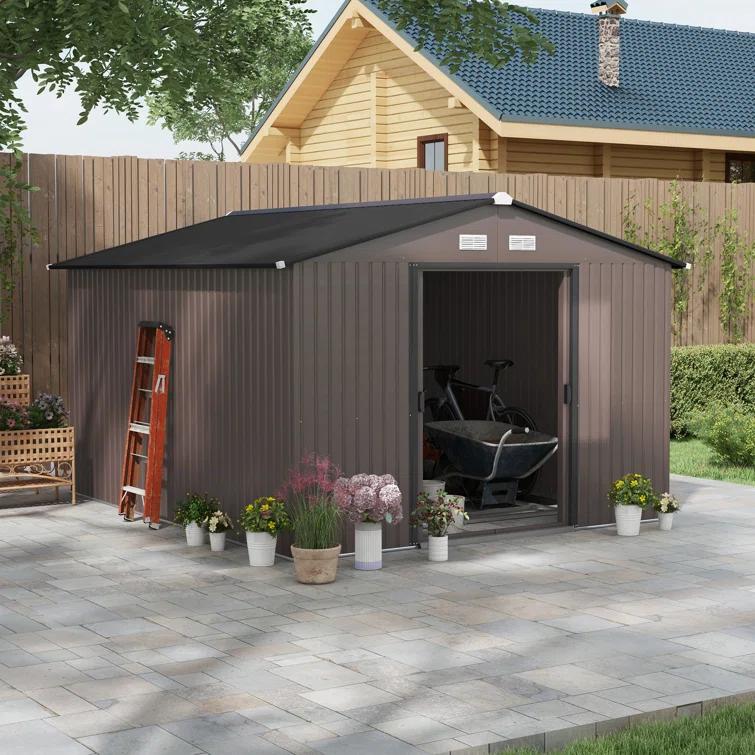 Outsunny 7 ft. W x 4 ft. D Stainless Steel Tool Shed