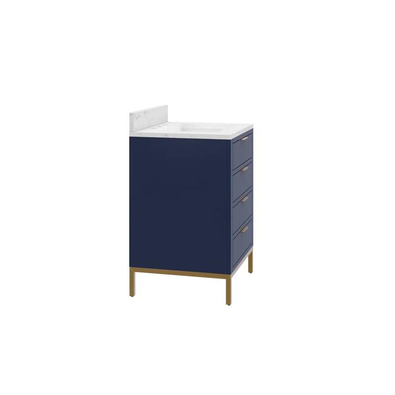 Pure White 24'' Single Sink Vanity with Carrara Marble Top