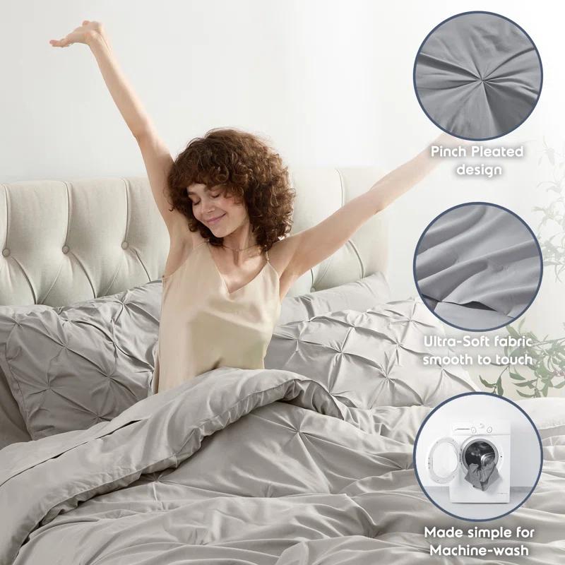 Nestl Bed-in-A-Bag Pleated Comforter Set with Bed Sheets