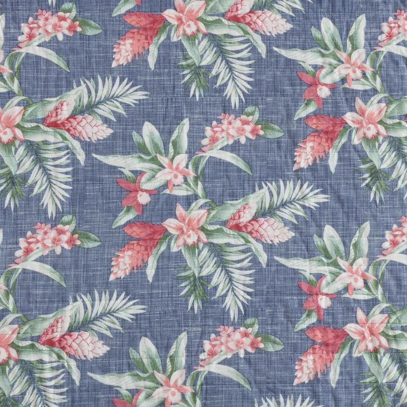 Eddie Bauer Tommy Bahama Floral Enchantment Cotton Reversible Blue Quilt Set
