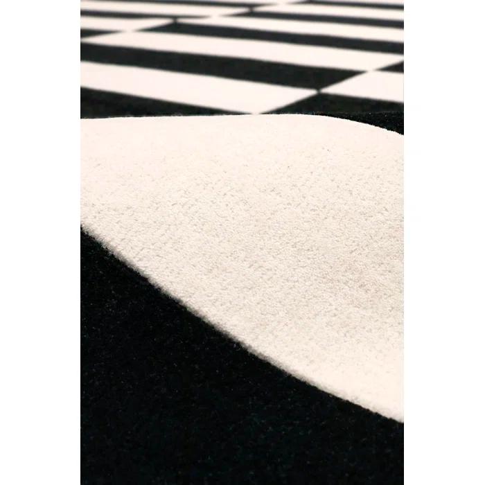 Pasargad Rodeo Striped Handmade Tufted Black/Beige Area Rug
