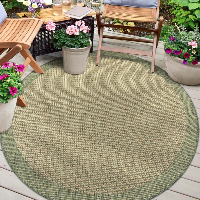Union Rustic Marshanna Odin Solid & Striped Indoor/Outdoor Flat-Weave Area Rug