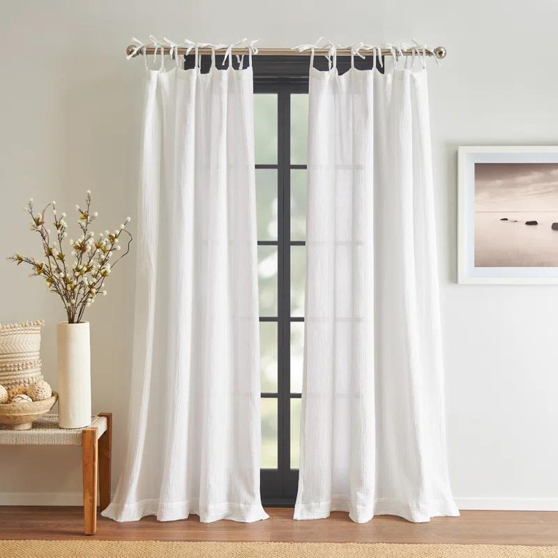 DKNY Pure DKNY Pure Cotton Gauze Tietab Offwhite Curtain Panel Pair (Set of 2)