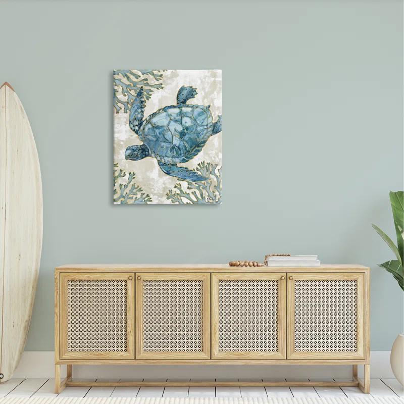 Stupell Industries " Sea Turtle Swimming Playa Sealife " by Paul Brent Painting Print