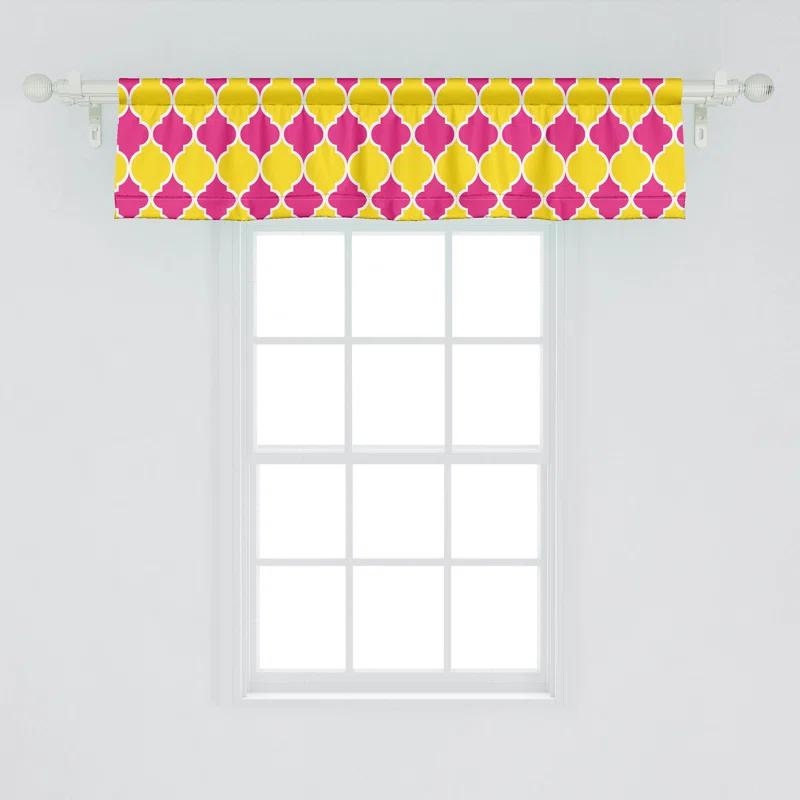 Ambesonne Ambesonne Abstract Valance Pack of 2 Colorful Modern Patterns Yellow Hot Pink