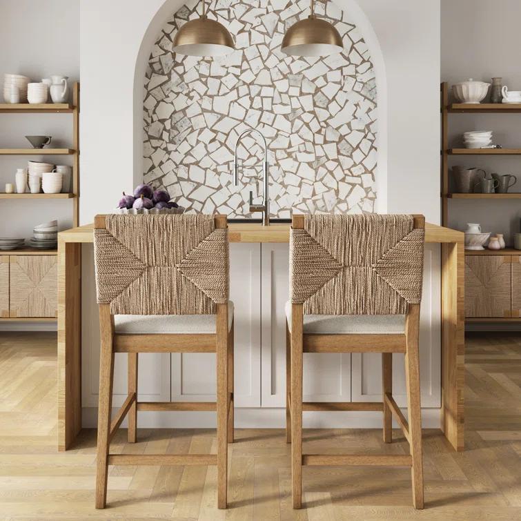 Nathan James Beacon Upholstered Counter Stool with Solid Wood Frame