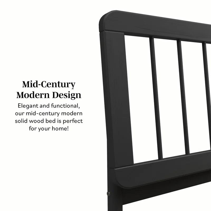 George Oliver Mid-Century Modern Solid Wood King Spindle Bed – Natural Pine