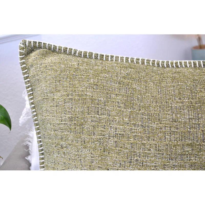 Oveesha Soft Chenille Throw Pillow Covers With Stitched Edge (Set of 2)