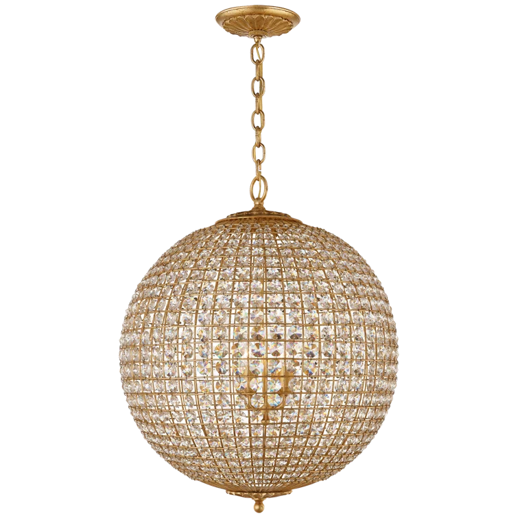 Renwick Gilded Globe Chandelier with Crystal Shade - 27.5"