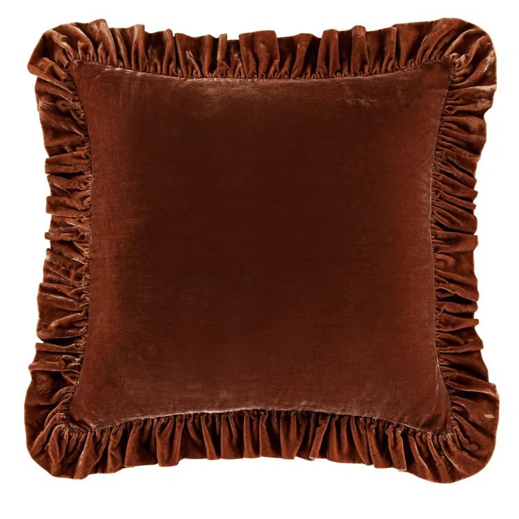 Stella Faux Silk Velvet Classic Chic Modern Rustic Ruffled Euro Sham