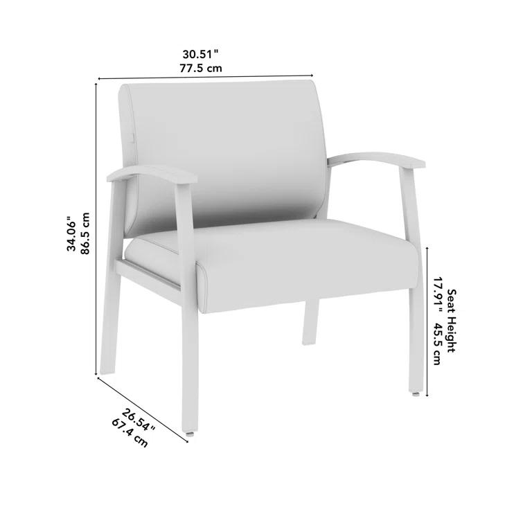 Bush Business Furniture Arrive Collection Vinyl Seat Waiting Room Bariatric Chair with Metal Frame and arms