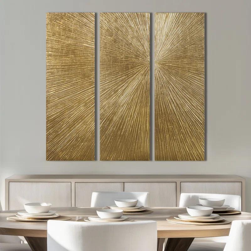 Madison Park Signature Sunburst 3-Piece Hand-Painted Resin Wall Art