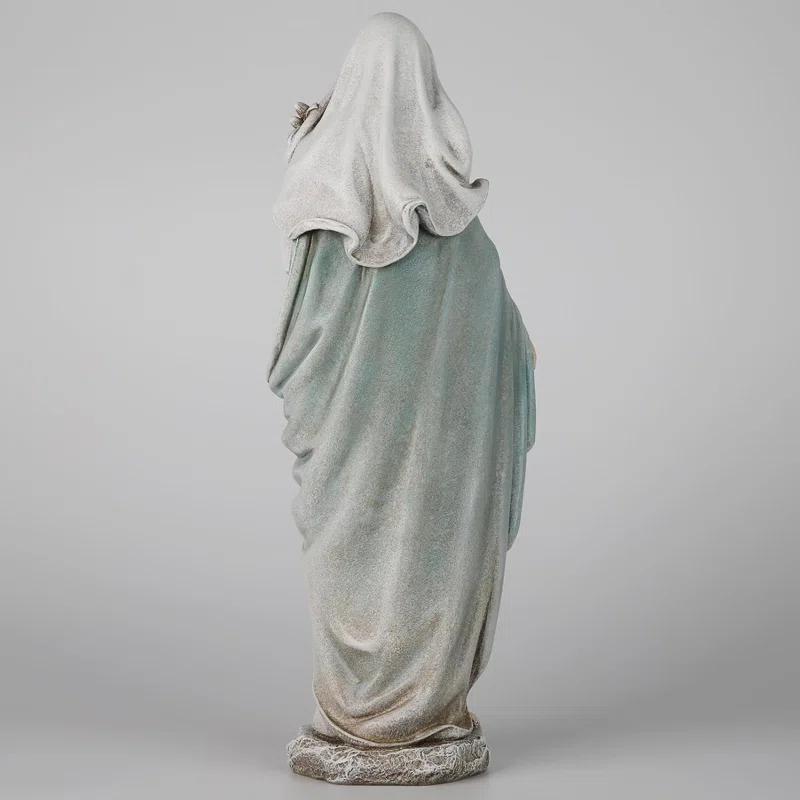 Darby Home Co Blessed Mother Mary Statue - 14 Inch Madonna Virgin Mary Statue Elegant Home Decor, Hand Painted Saint Mary Outdoor Garden Statue For Home Yard Patio Lawn Hallway Decor