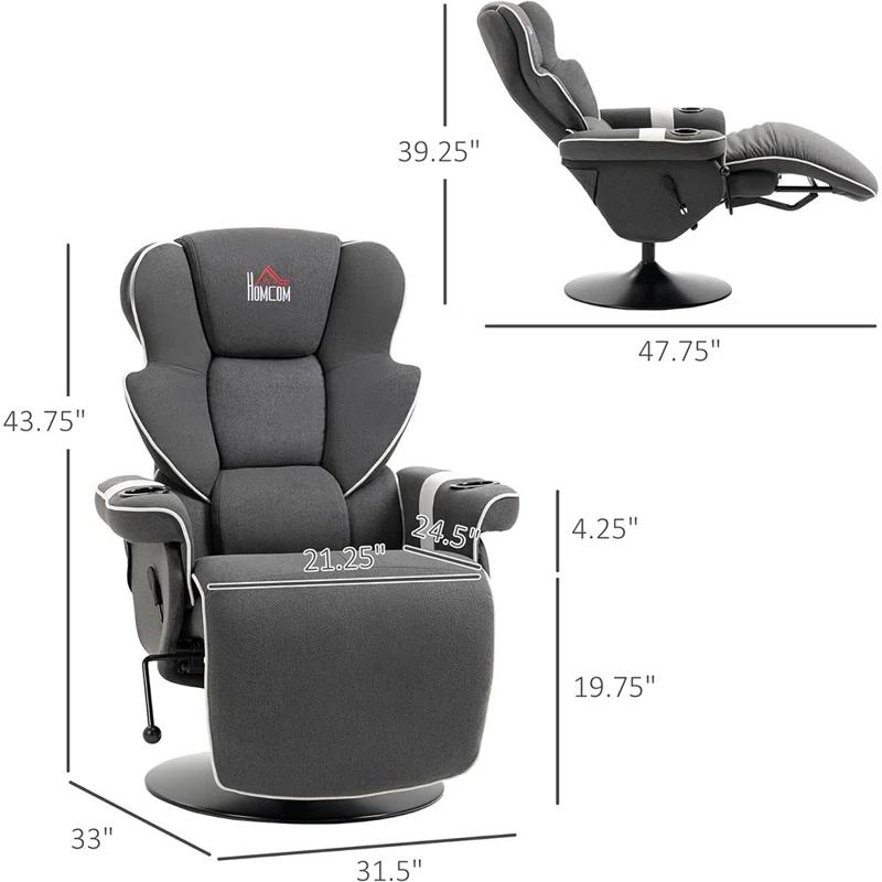 HomCom Faux Leather Manual Swivel Ergonomic Recliner | Wayfair