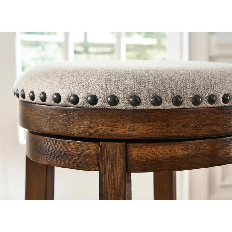 Gracie Oaks Marlar Swivel Upholstered Counter Stool with Solid Wood Frame