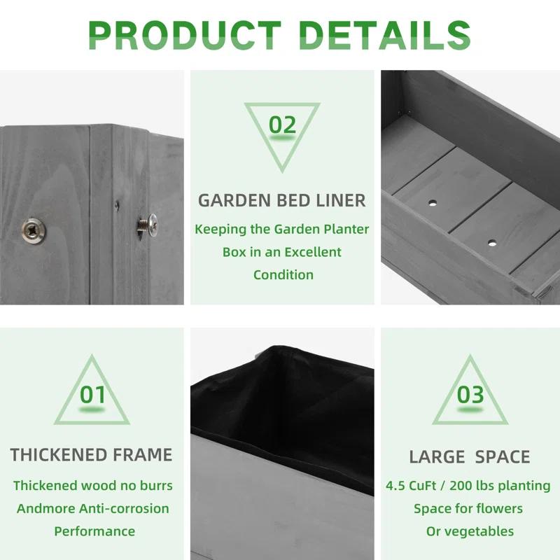 Arlmont & Co. Raised Garden Bed With Legs (31X16x31''), Solid Wood Elevated Planter Box For Outdoor