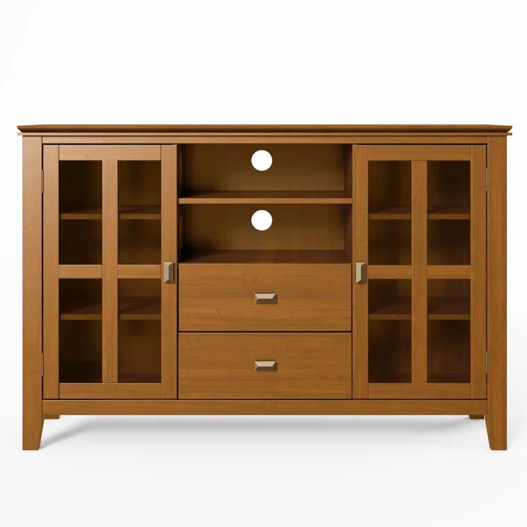 Simpli Home Artisan 53"W Solid Wood Contemporary Tall TV Stand for TVs up to 60" with Adjustable Shelves