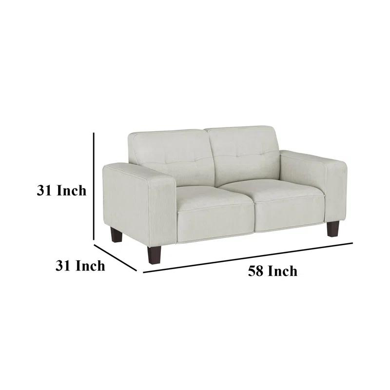 Benjara Dero Loveseat, 58 Inch, Faux Corduroy, Modern Track Arms