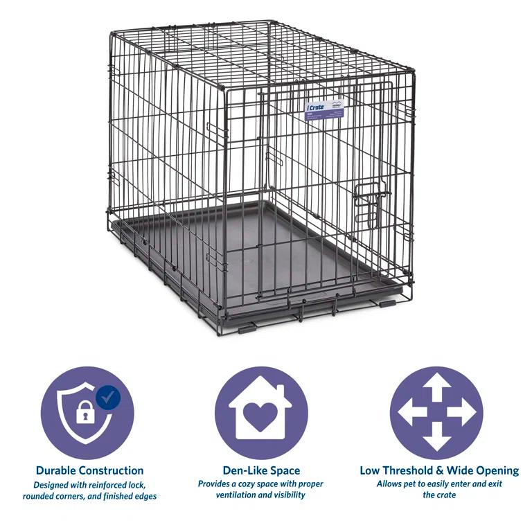 Midwest Homes For Pets MidWest Homes for Pets Newly Enhanced Single Door iCrate Dog Crate Includes Divider Panel