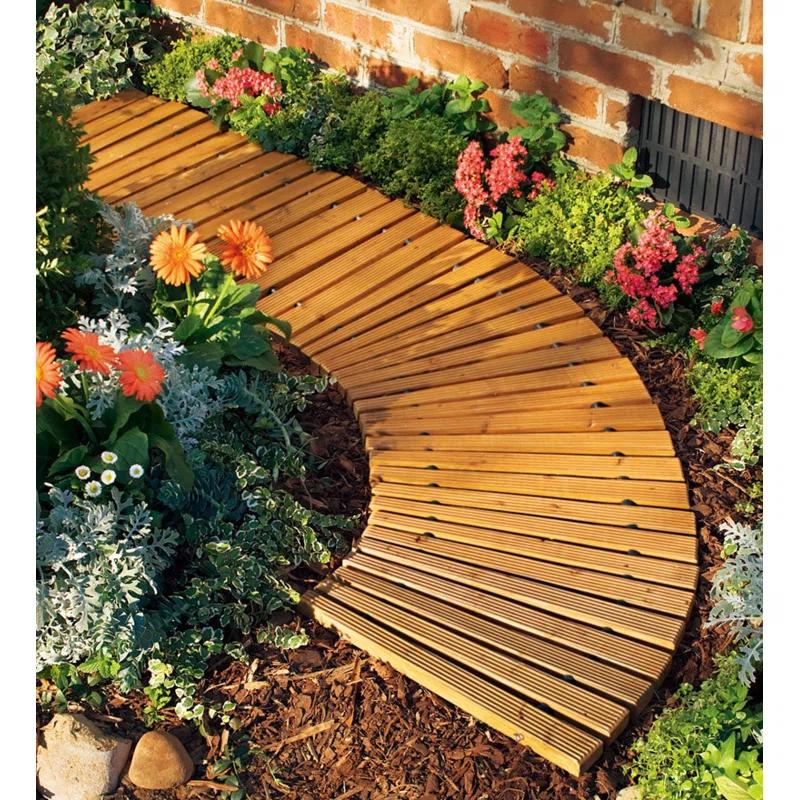 Plow & Hearth 4'L Roll-Out Curved Hardwood Pathway