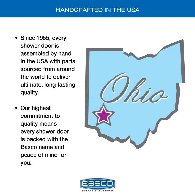 Basco Deluxe W 68.625'' H Framed Neo-angle Reversible Shower Enclosure DLXH60A1668CLOR