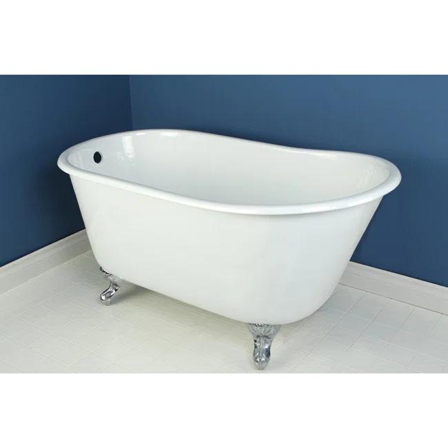 Kingston Brass Aqua Eden 53-Inch Cast Iron Oval Single Slipper Clawfoot Tub (No Faucet Drillings)