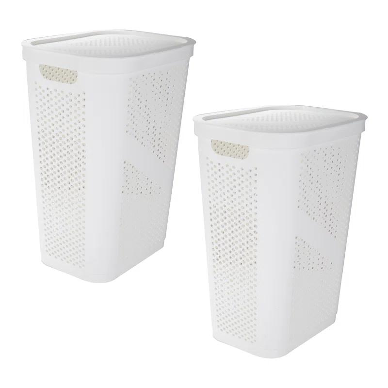 Mind Reader Mind Reader 60L Slim Laundry Hamper, Clothes Basket, Lid, Ventilated, Plastic, 17.25"L x 13.75"W x 23.5"H, 2-Pack