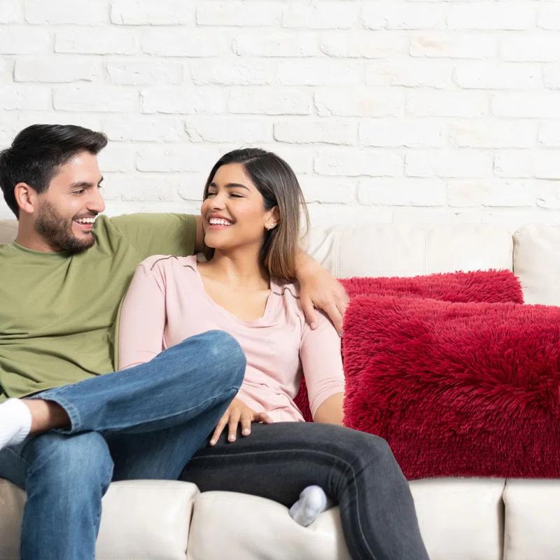 Cheer Collection Cheer Collection Shaggy Hair Decorative Throw Pillows (Set of 2)