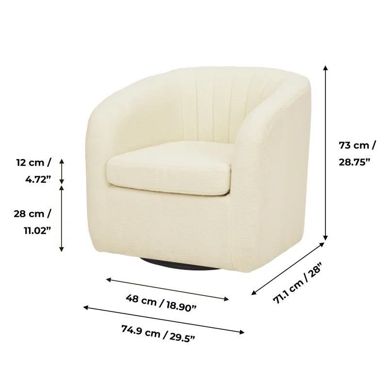 Latitude Run® Swivel Mid-Century Modern Accent Tub Chair with Faux Shearing Upholstery and Hidden Base