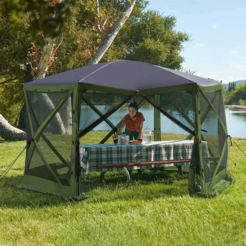 ECR4Kids ECR4Kids Lightspeed Outdoors Pop-Up 6-Sided Screen Shelter, Camping Gazebo, Green