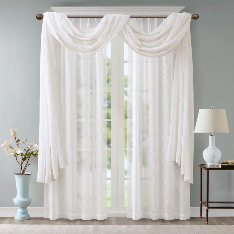 Madison Park Irina Solid Sheer Embroidered Window Scarf
