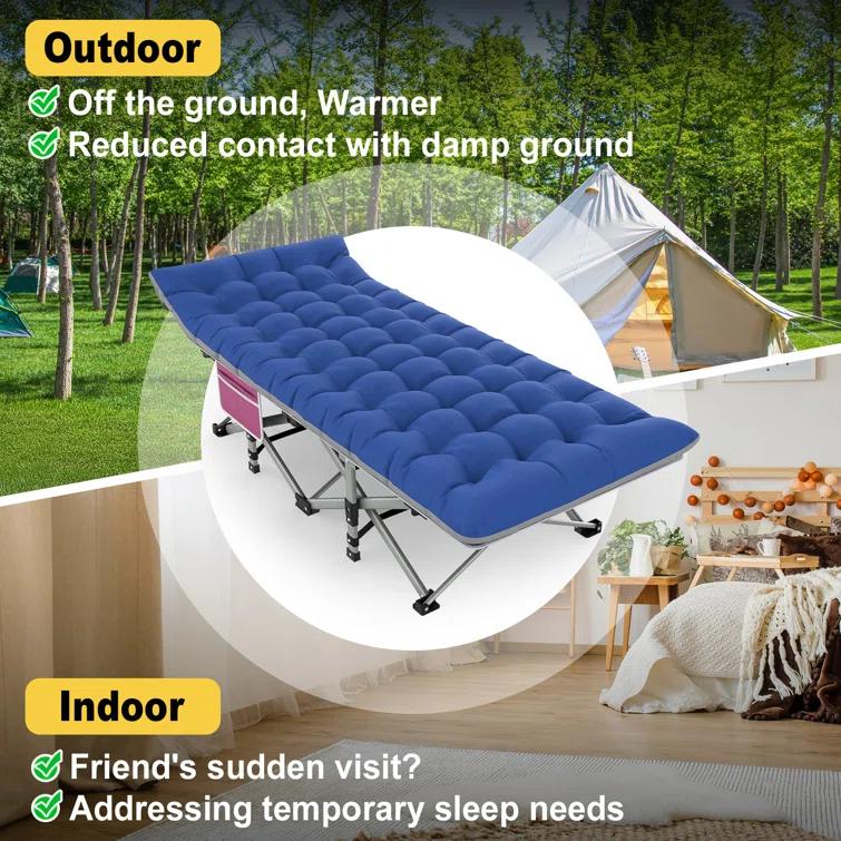 Suteck Folding Camping Cot Portable Outdoor Heavy Duty Sleeping Cot with Mattress and Carry Bag
