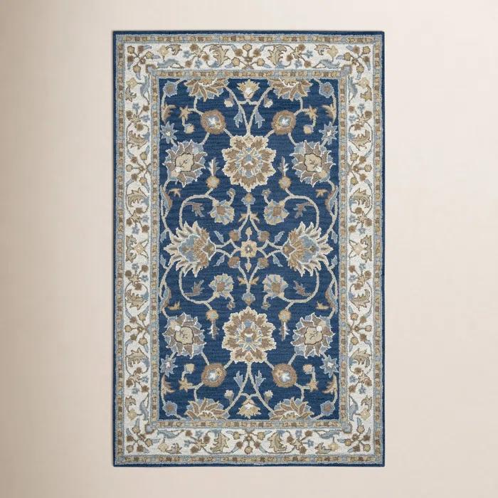 Onca Oriental Handmade Tufted Wool Blue Area Rug