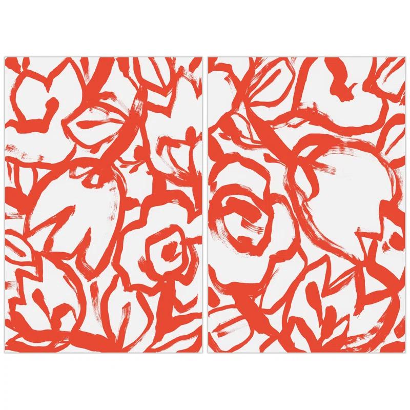 Empire Art Direct " Scarlet Blooms I & II " 2 - Pieces