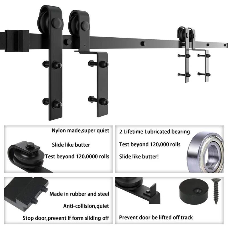 Lazio Steel Double Door Barn Door Hardware Kit Single Bypass