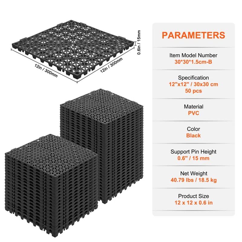 VEVOR VEVOR 12" X 12" Drainage Mats In Different Colors VEVOR 12 W x 12 L Outdoor Deck Tiles (Set of 50)