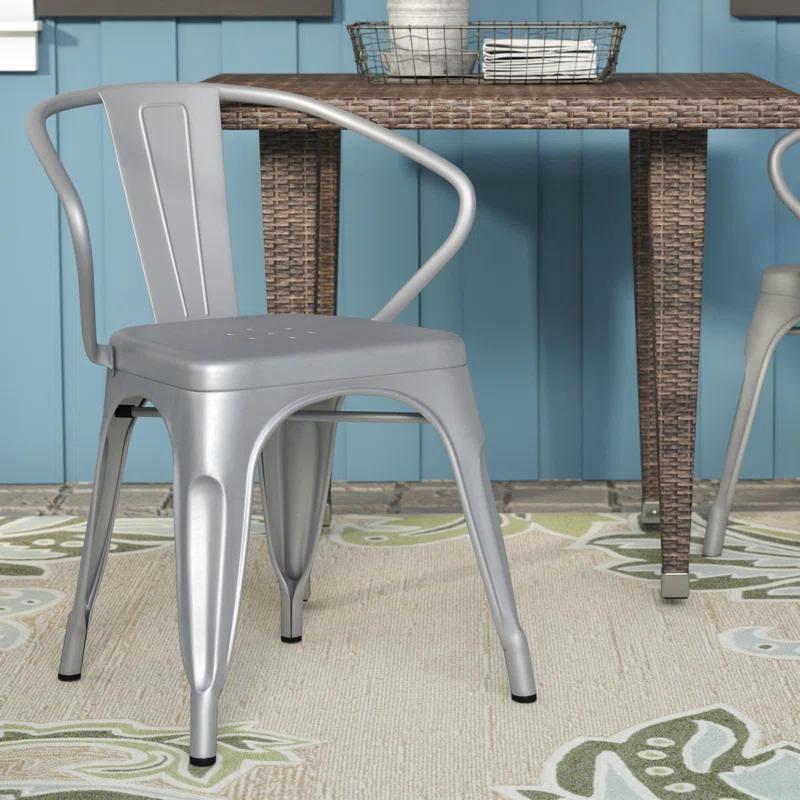 Flash Furniture Hucheson Metal Indoor-Outdoor Chair with Arms