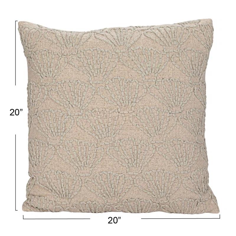 Embroidered Cotton Reversible Throw Pillow