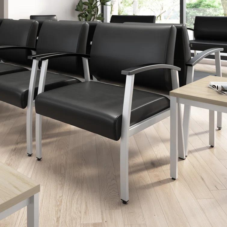 Bush Business Furniture Arrive Collection Vinyl Seat Waiting Room Bariatric Chair with Metal Frame and arms