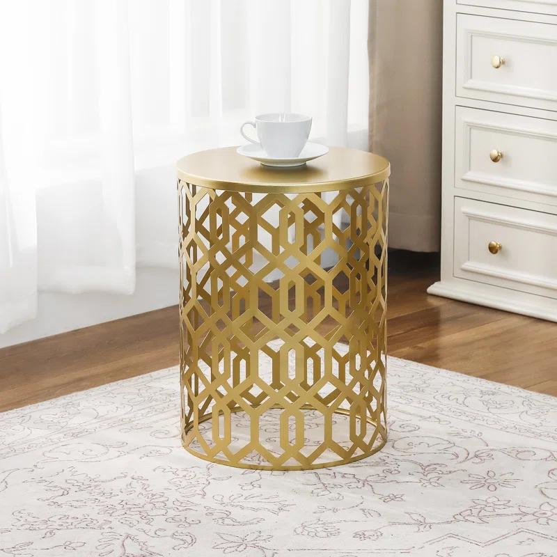 Rosdorf Park Arvil Golden Round Metal End Table(set of 2)