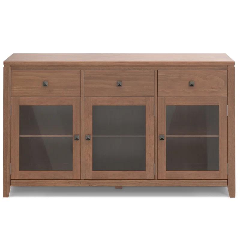 Simpli Home Cosmopolitan 54"W Solid Wood Contemporary 3-Door Sideboard Buffet with 3 Drawers