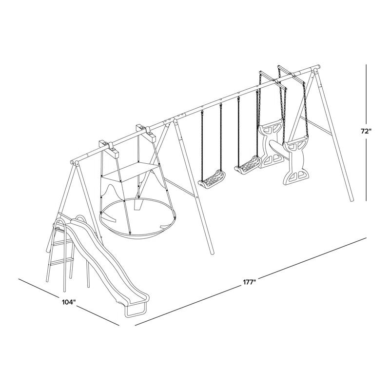 Sportspower Sportspower Outdoor Rosemead Metal Swing Set with Lifetime Warranty on 6' Double Wall Slide