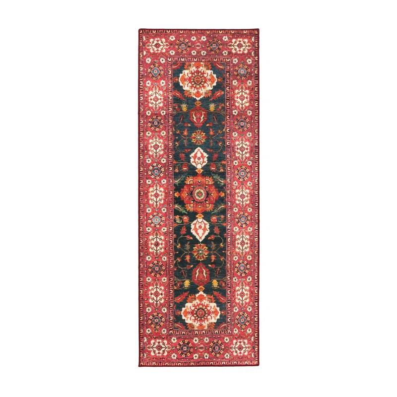 My Magic Carpet Ramage Indigo Oriental Flatweave Red/Black Area Rug