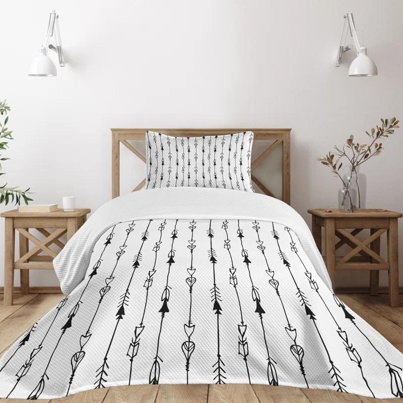 Ambesonne Ambesonne Black White Bedspread Tribe Vintage Arrow