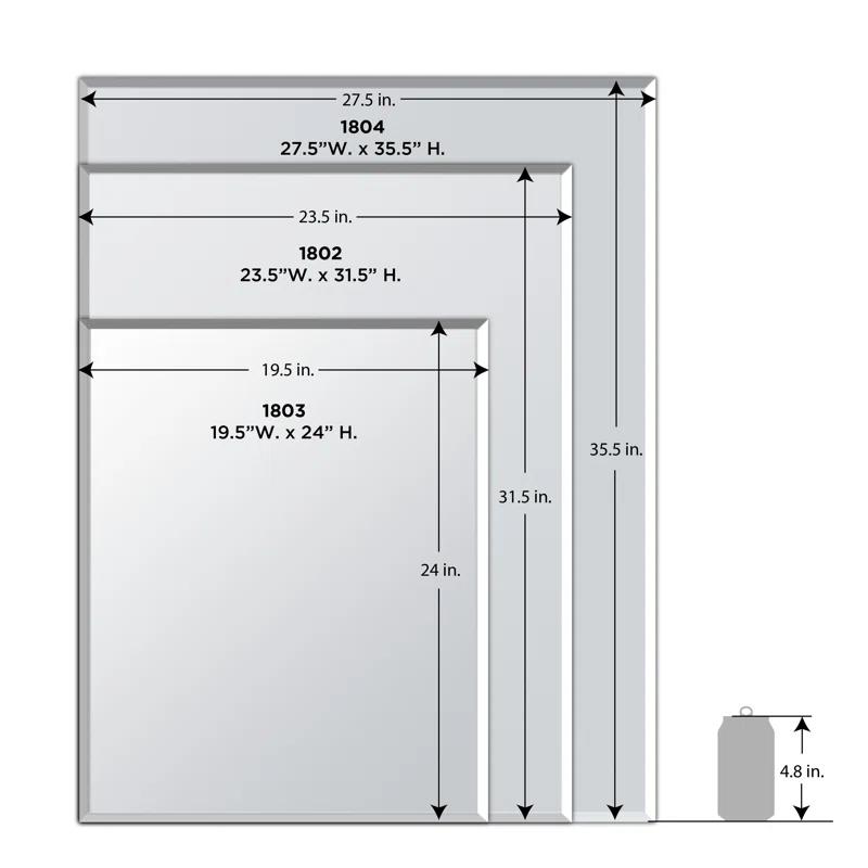 Gatco Flush Mount Frameless Beveled Wall Rectangle Mirror | Mount Landscape or Portrait