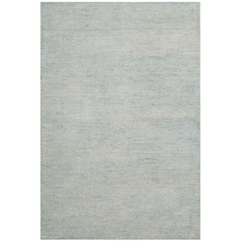 Rosecliff Heights McArthur Stone Wash Hand Knotted Viscose/Cotton Solid Color Rug in Light Blue