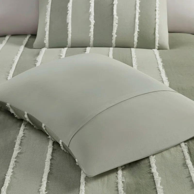 INK+IVY Shay 3 Piece Striped Cotton Duvet Cover Set